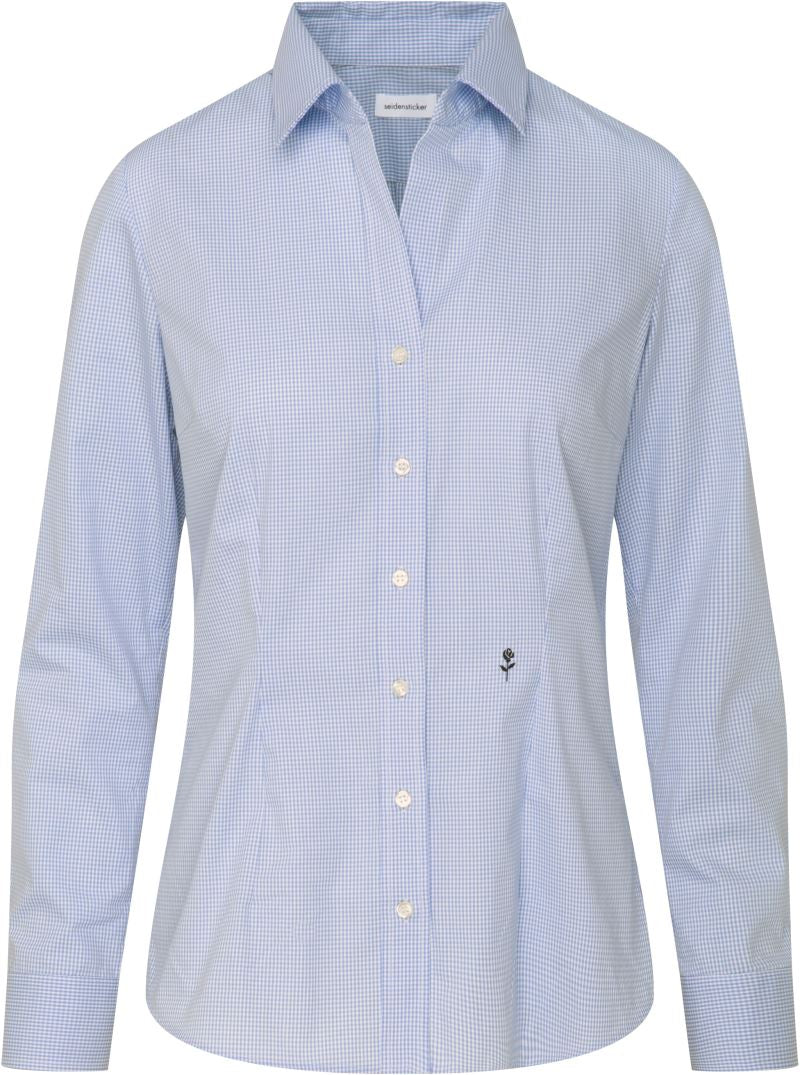 Seidensticker | Blouse Slim check light blue/white
