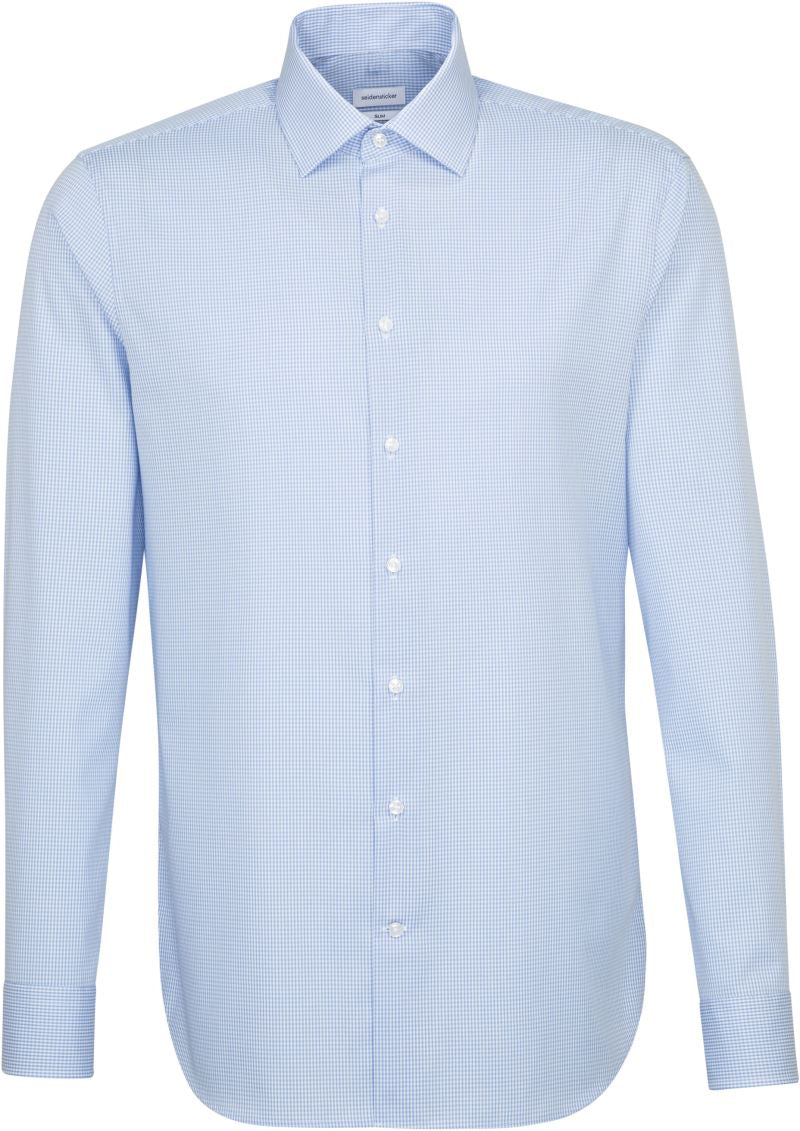 Seidensticker | Shirt Slim check light blue/white
