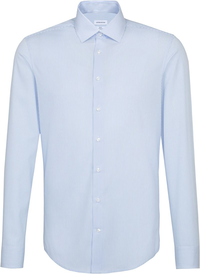 Seidensticker | Shirt Slim striped light blue/white