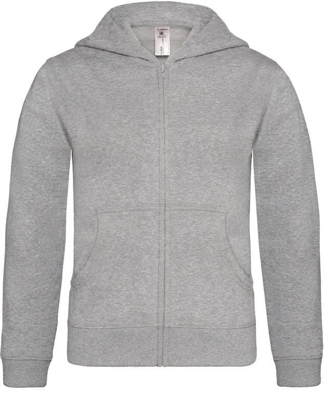 B&C | Hooded Full Zip /kids heather grey