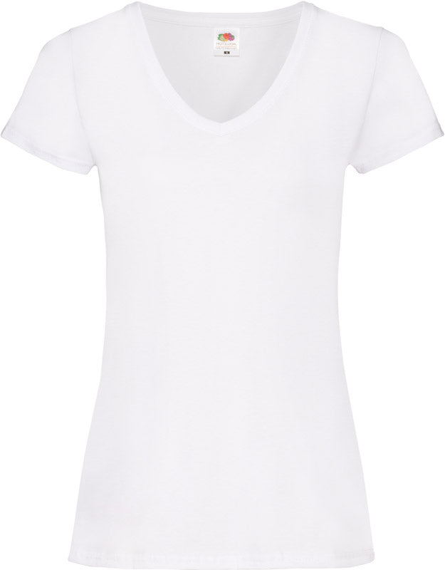 F.O.L. | Lady-Fit Valueweight V-Neck T white