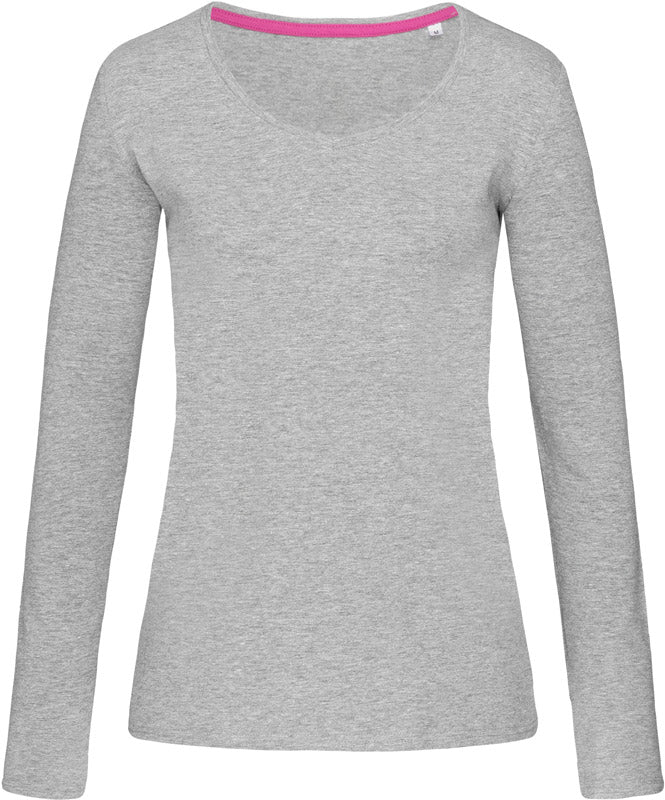 Stedman | V-Neck T "Claire" LSL grey heather - S
