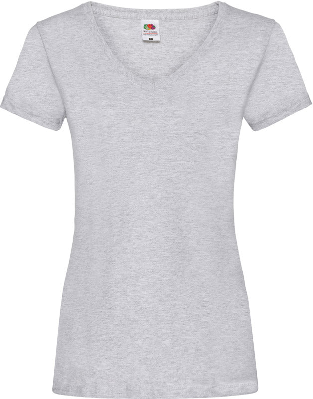 F.O.L. | Lady-Fit Valueweight V-Neck T heather grey