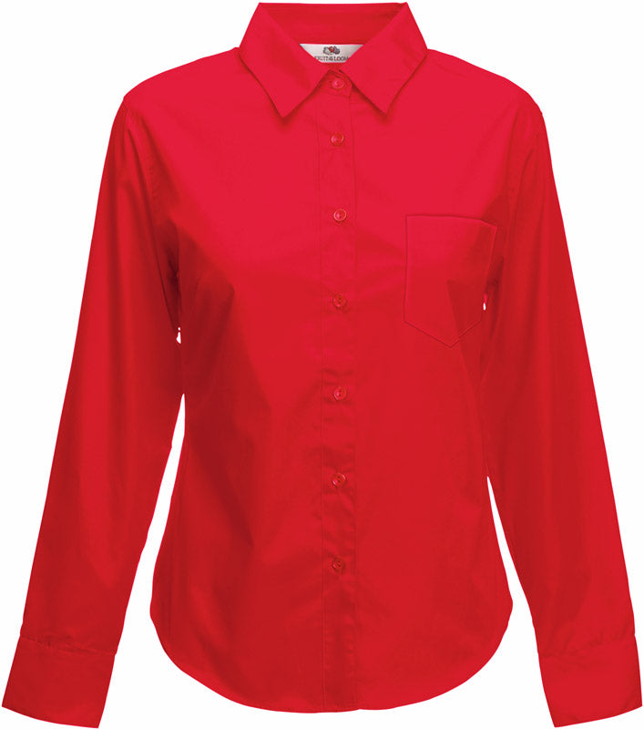 F.O.L. | Lady-Fit Poplin Shirt LSL red - XS