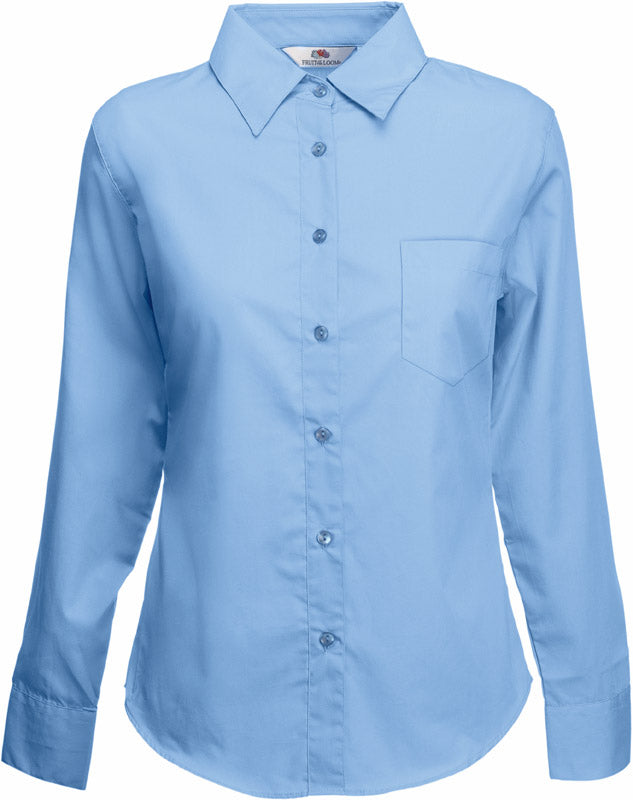 F.O.L. | Lady-Fit Poplin Shirt LSL mid blue