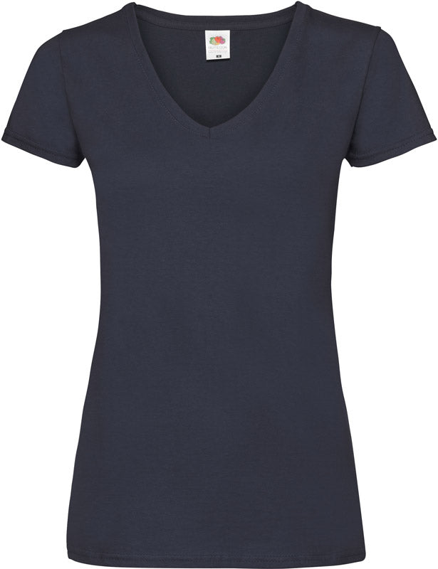 F.O.L. | Lady-Fit Valueweight V-Neck T deep navy